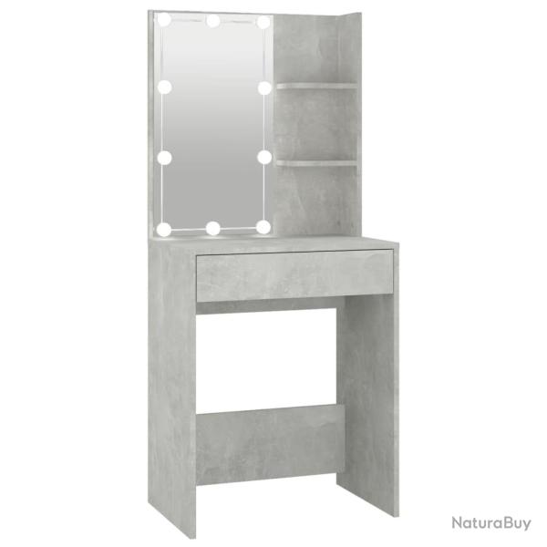 Coiffeuse design contemporain avec led 60 x 40 x 140 cm gris 02_0006393