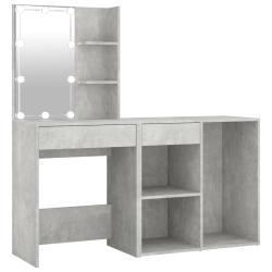 Coiffeuse &agrave; led avec armoire 60 x 40 x 140 cm bois d'ing&eacute;nierie gris 02_0006349