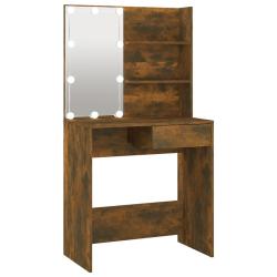 Coiffeuse table de maquillage design meuble mobilier de chambre avec led 74,5 x 40 x 141 cm ch&ecirc;ne 0