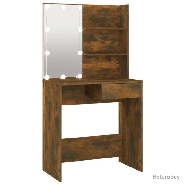 Coiffeuse table de maquillage design meuble mobilier de chambre avec led 74,5 x 40 x 141 cm ch�ne 0