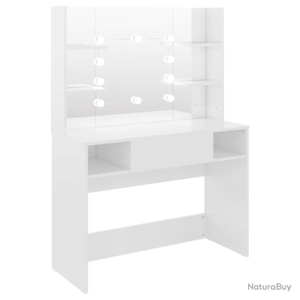 Table de maquillage avec �clairage led 100 x 40 x 135 cm MDF blanc brillant 02_0006277