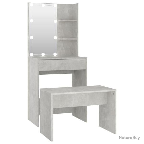 Coiffeuse table de maquillage tabouret design meuble mobilier de chambre avec led 60 x 40 x 140 cm