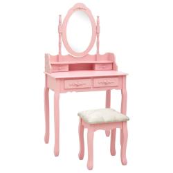 Ensemble de coiffeuse avec tabouret 75 x 69 x 140 cm rose 02_0006271