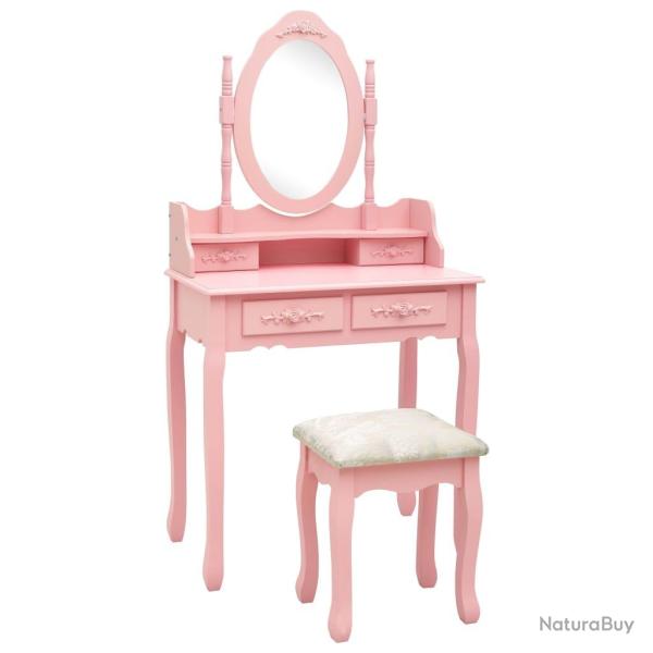Ensemble de coiffeuse avec tabouret 75 x 69 x 140 cm rose 02_0006271