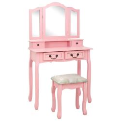 Ensemble de coiffeuse avec tabouret 80 x 69 x 141 cm rose 02_0006325