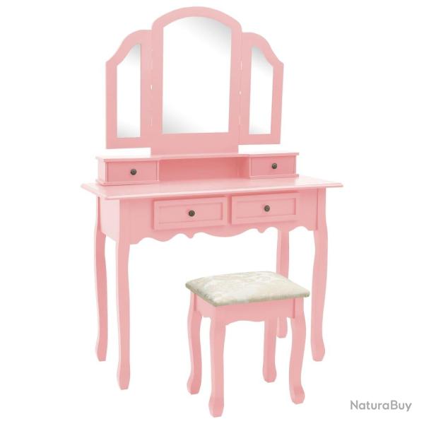 Ensemble de coiffeuse et tabouret 100 x 40 x 146 cm rose 02_0006377