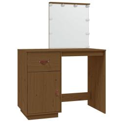 Coiffeuse avec led 95 x 50 x 133,5cm bois de pin massif marron miel 02_0006266