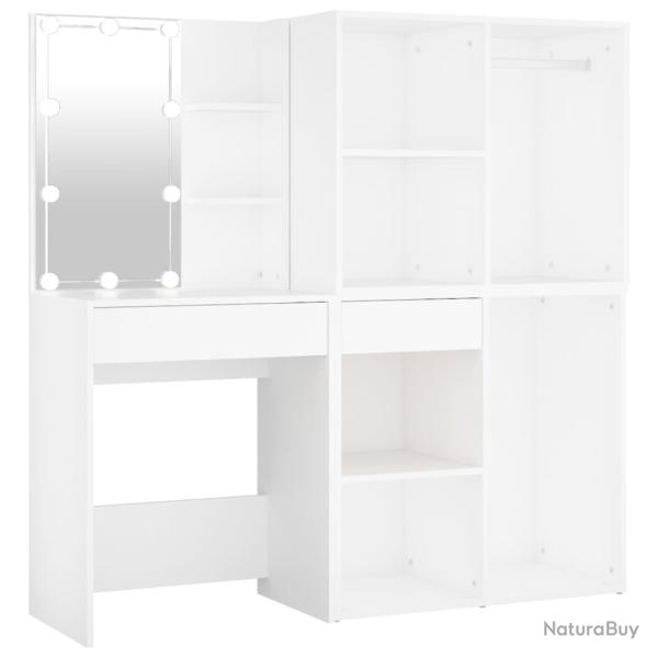 Coiffeuse � led avec 2 armoires 60 x 40 x 140 cm bois d'ing�nierie blanc 02_0006304