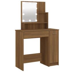 Coiffeuse design contemporaine avec led ch&ecirc;ne 86,5 x 35 x 136 cm marron 02_0006343