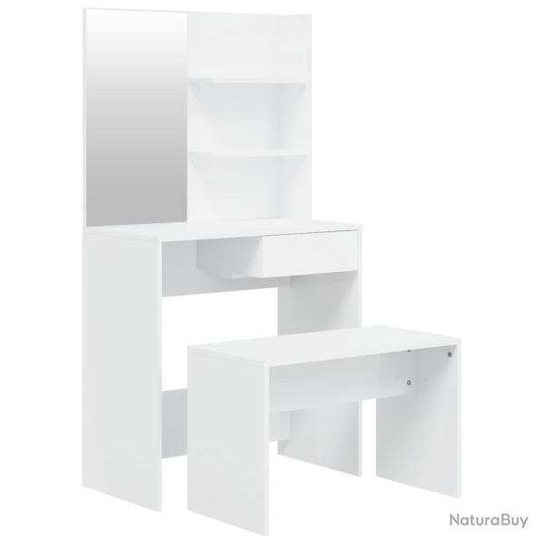 Coiffeuse table de maquillage design meuble mobilier de chambre blanc brillant 74,5 x 40 x 141 cm 0