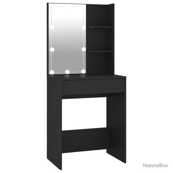 Coiffeuse design contemporaine avec led 60 x 40 x 140 cm noir 02_0006353