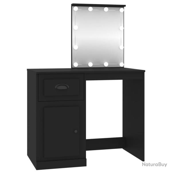 Coiffeuse avec led 90 x 50 x 132,5 cm bois d'ing�nierie noir 02_0006259