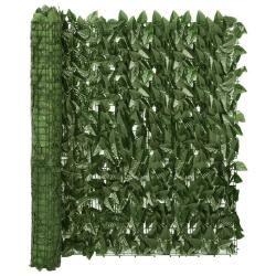&Eacute;cran de balcon brise pare vue protection confidentialit&eacute; avec feuilles 300 x 100 cm vert fonc&eacute; 02_