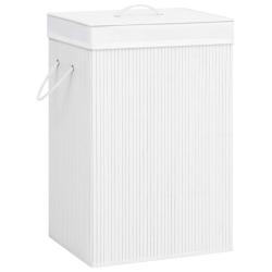 Panier &agrave; linge avec 2 sections bambou 72 litres blanc 02_0006197