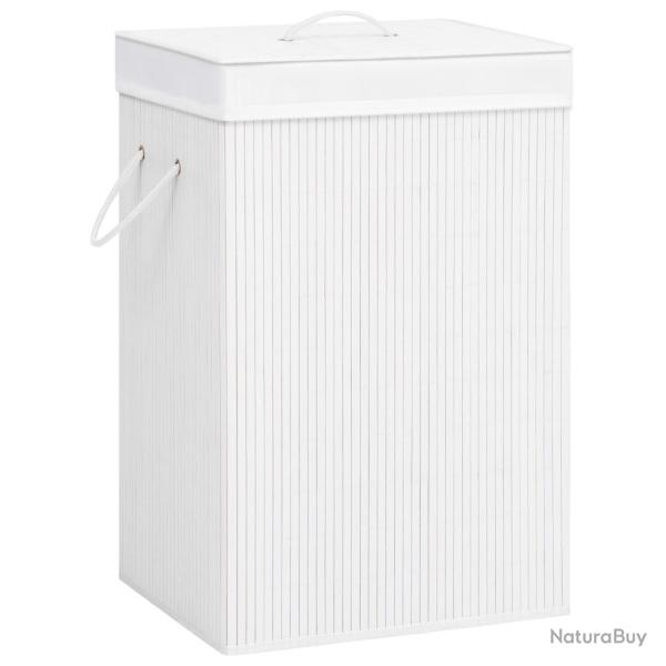 Panier � linge avec 2 sections bambou 72 litres blanc 02_0006197