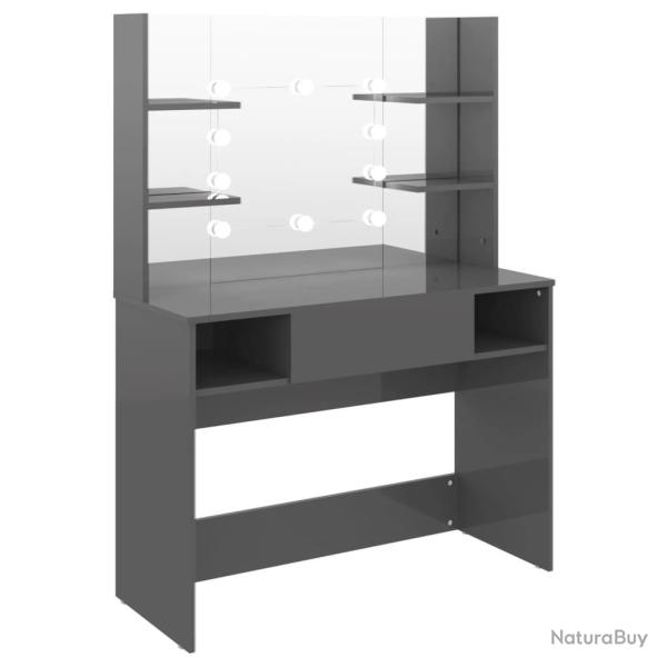 Table de maquillage avec �clairage led 100 x 40 x 135 cm MDF gris brillant 02_0006253