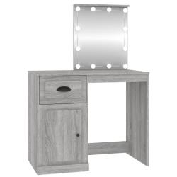 Coiffeuse avec led 90 x 50 x 132,5 cm bois d'ing&eacute;nierie gris 02_0006258
