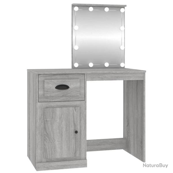 Coiffeuse avec led 90 x 50 x 132,5 cm bois d'ing�nierie gris 02_0006258