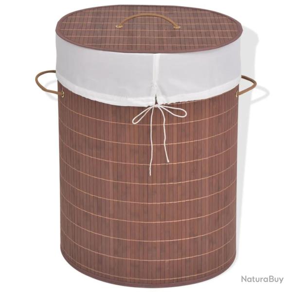 Panier � linge ovale 45 x 35 x 60 cm bambou marron 02_0006129
