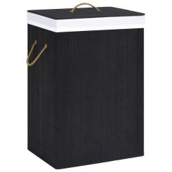 Panier &agrave; linge avec une seule section 40 x 30 x 60 cm bambou noir 02_0006204