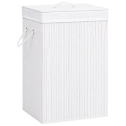 Panier &agrave; linge avec une seule section 40 x 30 x 60 cm bambou blanc 02_0006164
