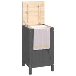 Bo&icirc;te &agrave; linge gris 44 x 44 x 76 cm bois massif de pin 02_0006135
