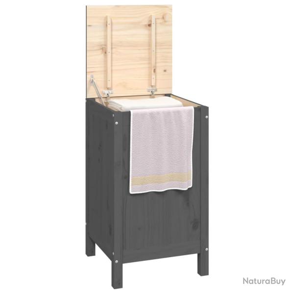 Bo�te � linge gris 44 x 44 x 76 cm bois massif de pin 02_0006135