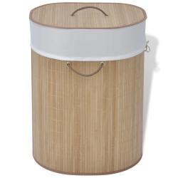 Panier &agrave; linge ovale 45 x 35 x 60 cm bambou naturel 02_0006166