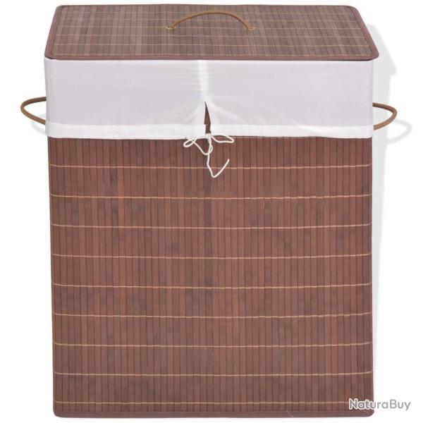 Panier � linge rectangulaire 52 x 32 x 60 cm bambou marron 02_0006202