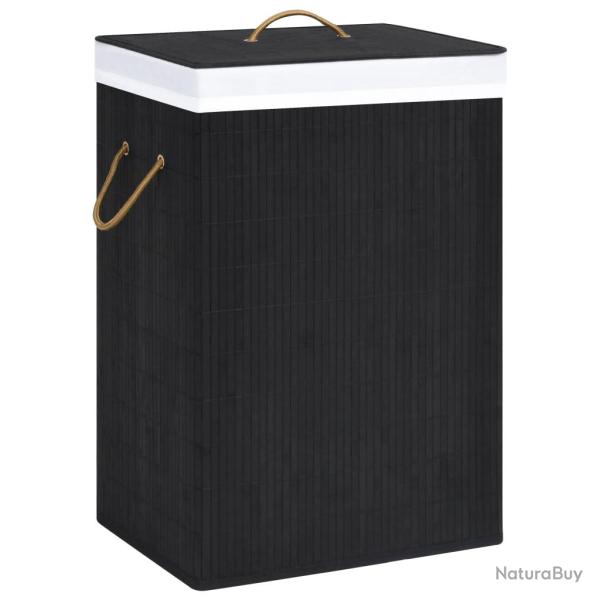 Panier � linge avec 2 sections bambou 72 litres noir 02_0006167