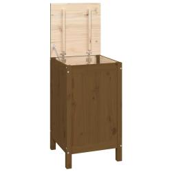 Bo&icirc;te &agrave; linge marron miel 44 x 44 x 76 cm bois massif de pin 02_0006184