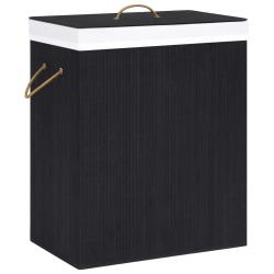 Panier &agrave; linge avec 2 sections bambou 100 litres noir 02_0006124