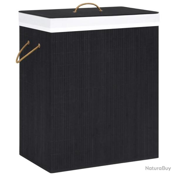 Panier � linge avec 2 sections bambou 100 litres noir 02_0006124