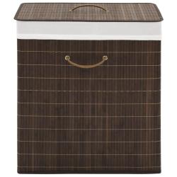 Panier &agrave; linge rectangulaire 40 x 30 x 60 cm bambou marron fonc&eacute; 02_0006130