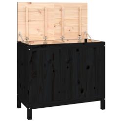 Bo&icirc;te &agrave; linge noir 88,5 x 44 x 76 cm bois massif de pin 02_0006136