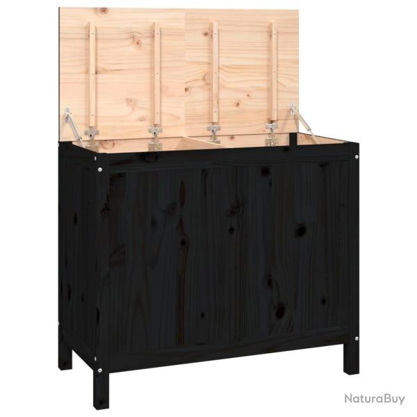 Bo�te � linge noir 88,5 x 44 x 76 cm bois massif de pin 02_0006136