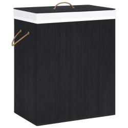 Panier &agrave; linge avec une seule section bambou 83 litres noir 02_0006173