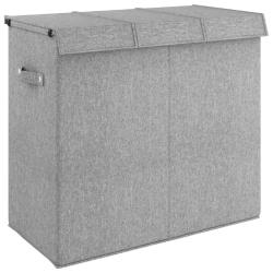 Panier &agrave; linge pliable 64,5 x 34,5 x 59 cm tissu en faux lin gris 02_0006209
