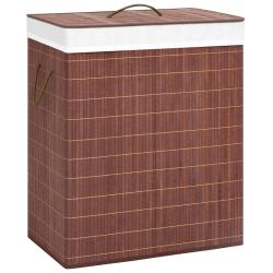 Panier &agrave; linge avec 2 sections 100 litres bambou marron 02_0006192