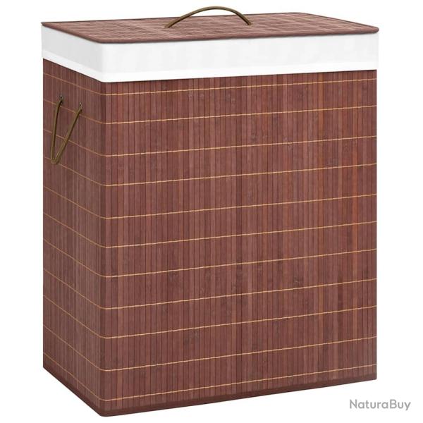 Panier � linge avec 2 sections 100 litres bambou marron 02_0006192