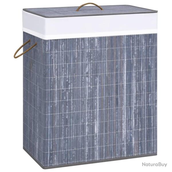 Panier � linge avec 2 sections bambou 100 litres gris 02_0006141