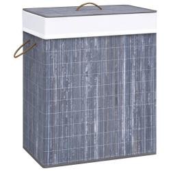 Panier &agrave; linge avec une seule section bambou 83 litres gris 02_0006148