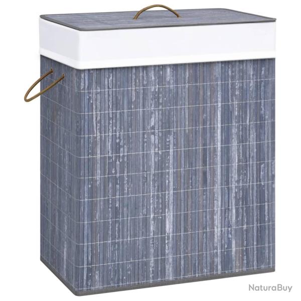 Panier � linge avec une seule section bambou 83 litres gris 02_0006148