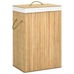 Panier &agrave; linge avec 2 sections 72 litres bambou 02_0006169