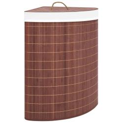 Panier &agrave; linge d'angle bambou 60 litres marron 02_0006206