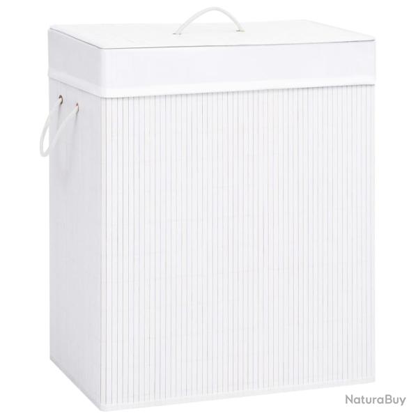 Panier � linge avec 2 sections bambou 100 litres blanc 02_0006117