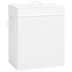 Panier &agrave; linge avec une seule section bambou 83 litres blanc 02_0006121