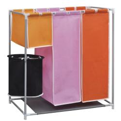 Panier &agrave; linge &agrave; 3 sections 70 x 30 x 80 cm avec un bac de lavage 02_0006144