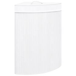 Panier &agrave; linge d'angle bambou 60 litres blanc 02_0006150