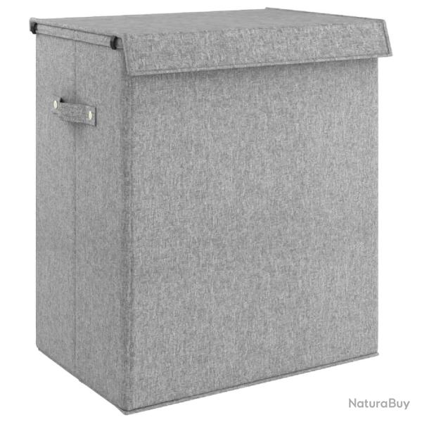 Panier � linge pliable 51 x 34,5 x 59 cm tissu en faux lin gris 02_0006156